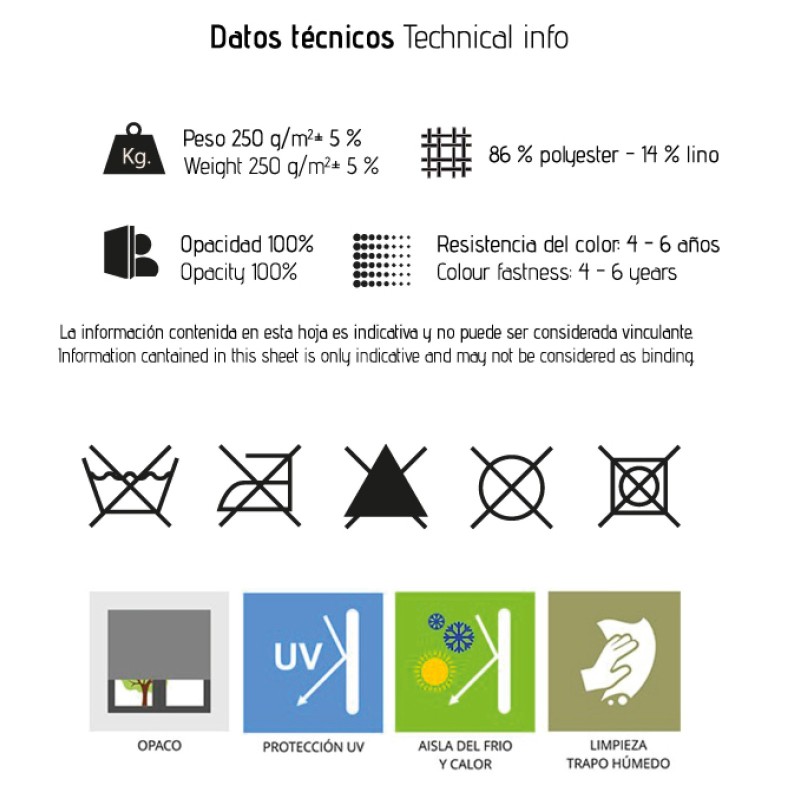 ESTOR ENROLLABLE LINO OPACO SIN HERRAMIENTAS